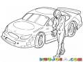 Dibujo De Un Corredor De Autos Con Su Coche Deportivo Para Colorear Online