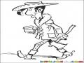 Dibujo De Vaquero Flaco Caminando Con Un Hacha Para Pintar Y Colorear