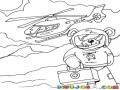 Dibujo De Oso Paramedico Con Helicoptero Para Pintar Y Colorear