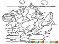 Dibujo De Mujer Y Nino Con Perros Flotando En Tempanos De Hielo En Alaska Para Pintar Y Colorear