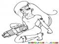 Dibujo De Chica Con Arma Poderosa En El Brazo Para Pintar Y Colorear