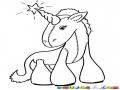 Dibujo De Unicornio Pony Con Estrella En Cuerno Para Pintar Y Colorear