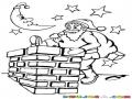 Dibujo De Santa Claus Metiendose En La Chimenea Para Pintar Y Colorear
