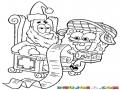 Bobesponja Con Santa Dibujo De Bob Esponja Pidiendo Regalos A Santa Claus Para Pintar Y Colorear