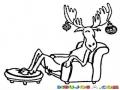 Dibujo Del Reno Rudolf Sentado En La Sala Para Pintar Y Colorear