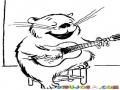 Hamster Con Guitarra Para Pintar Y Colorear