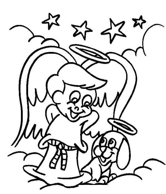 PERROANGEL DIBUJO DE ANGELITO CON SU PERRITO ANGEL PARA PINTAR Y COLOREAR  PERRO EN EL CIELO | DIBUJOS PARA PINTAR | Dibujos para Colorear |  