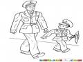 Oficial Y Oficialito Dibujo De Oficial Del Army Con Su Hijito Vestido Tambien De Oficial Para Pintar Y Colorear Policia Con Su Hijo