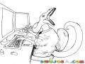 Dinosaurio Con Computadora Dibujo De Dinosaurio Navegando En Internet Para Pintar Y Colorear Dinonauta