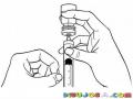 Dibujo De Una Inyeccion Para Pintar Y Colorear Jeringa Con Aguja Sacando Liquido De Una Ampolla De Vacuna Para Inyectar Penicilina Inyectada