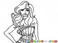 Dibujo De Mujer Enredada Con Una Cuerda Para Colorear