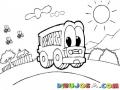 Dibujo De Bus Perseguido Por 3 Abejas Para Pintar Y Colorear