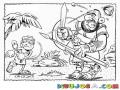 David Y Goliat Dibujo De David Pegandole A Goliat Con Una Piedra Lanzada Desde Su Onda Para Pintar Y Colorear Dibujo Biblico De Davidygoliat