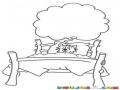 Sueno De Gato Dibujo De Gatito Durmiendo En Su Cama Para Pintar Y Colorear Gato Sonador