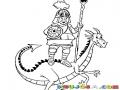 Dibujo De Un Caballero Sobre Un Dragon Para Pintar Y Colorear
