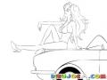 Dibujo De Chica En Bikini Sentada Sobre Un Carro Para Pintar Y Colorear