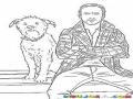 El Mejor Amigo Del Hombre Dibujo De Un Hombre Con Su Perro Para Pintar Y Colorear