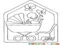 Dibujo De Baby Shower Para Pintar Y Colorear Bebe En Carruaje