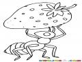 Dibujo De Una Hormiga Cargando Una Fresa Para Pintar Y Colorear