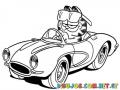 Colorear a Garfield en carro convertible