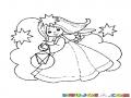 Dibujo De Angelita Con Estrellas Para Pintar Y Colorear