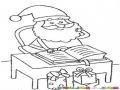 Oficina De Santa Claus En El Polo Norte Dibujo De Santaclaus Sentado En Su Escritorio Para Colorear