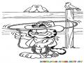 Colorear a Garfield Lazando