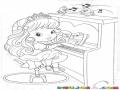 Dibujo De Princesita Tocando El Piano Para Pintar Y Colorear