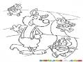 Dibujo De Lobo Soplador Con Los 3 Cochinitos Para Pintar Y Colorear Lobo Malo