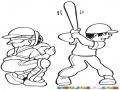 Dibujo De Beisbol Para Pintar Y Colorear Catcher Y Bateador Pelotero Con Bate De Beis