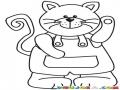 Dibujo De Gato Con Oberol Para Pintar Y Colorear