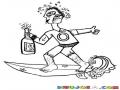 Dibujo De Borracho Surfiando En El Mar Para Pintar Y Colorear Bolo Surfeador