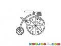 Bicicleta De Pizza Para Pintar Y Colorear
