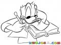 Pato Donald Estudiando Para Pintar Y Colorear