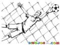 Dibujo De Un Portero Guardameta Atrapando Una Pelota De Futbol En La Porteria Con Un Gran Salto