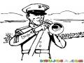 Dibujo De Soldado Tocando La Trompeta En Un Cementerio Para Pintar Y Colorear Marcha Funebre