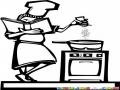 Dibujo De Mujer Cocinando Con Un Libro De Recetas Para Pintar Y Colorear