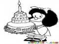 Dibujo De Mafalda Con Un Pastel