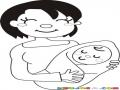 Dibujo De Una Mama Con Su Bebe Para Pintar Y Colorear