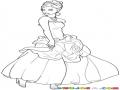 Princesa Con Vestido Bonito Para Pintar Y Colorear