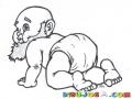 Dibujo De Bebe Viejito Para Pintar Y Colorear Abuelito Barbudo Gateando Como Bebe Bebeviejito Viejitobebe