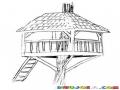 Dibujo De Casa En Un Arbol Para Pintar Y Colorear