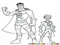 Dibujo De Dos Super Heroes Para Pintar Y Colorear Heroe Grande Y Heroe Chiquito