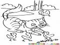 Dibujo De Gato Jugando Con Unos Pollitos Para Pintar Y Colorear