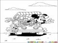 Dibujo De Mickey Mouse Con Un Carrito De Golf Para Pintar Y Colorear