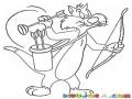 Dibujo Del Gato Silvestre Tirando Flechas Con Ventosas Con Un Arco Para Pintar Y Colorear