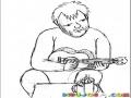 Dibujo De Hombre Tocando Una Guitarrita Para Pintar Y Colorear
