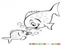Dibujo De Mama Pez Con Su Bebe Pecesito Para Pintar Y Colorear Pescada Con Su Hijo