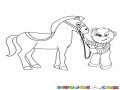 Dibujo De Osito Con Caballo Para Pintar Y Colorear Cabalo Y Oso