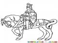 Dibujo De Caballero Con Armadura Medieval Sobre Su Caballo Para Pintar Y Colorear